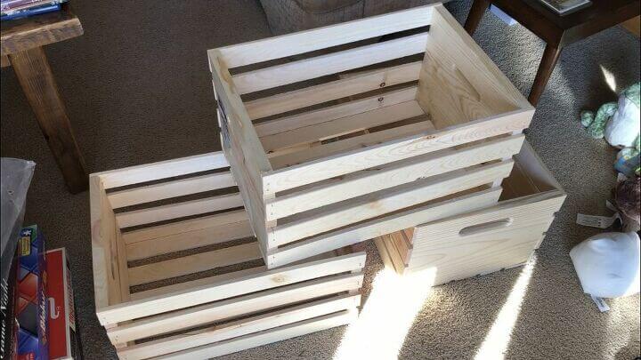 I found these crates at Walmart and they were exactly the dimensions I needed! They were also super affordable ... added bonus! It would also keep the natural wood look as we have a lot of natural wood as part of the walls and decor.