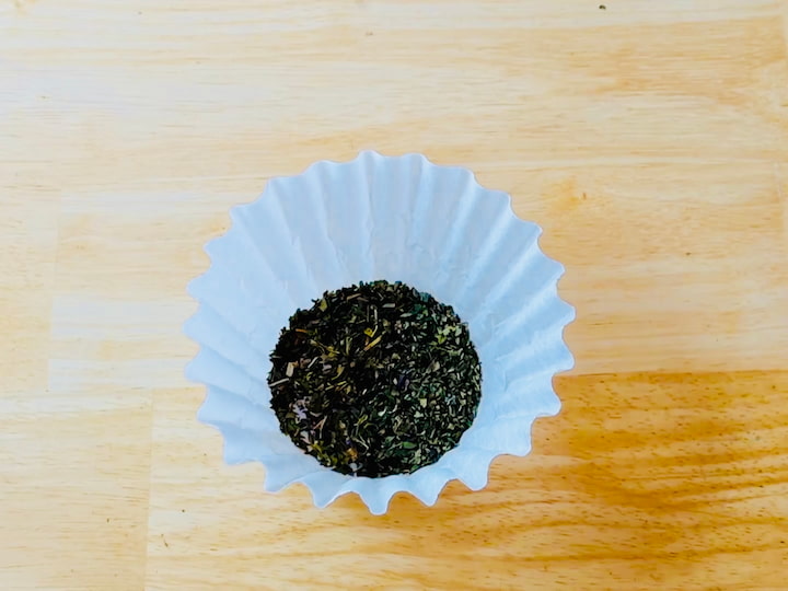 peppermint in coffee filter