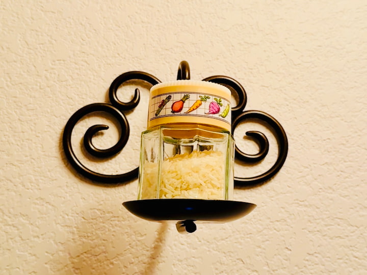 rice jar on candle holder