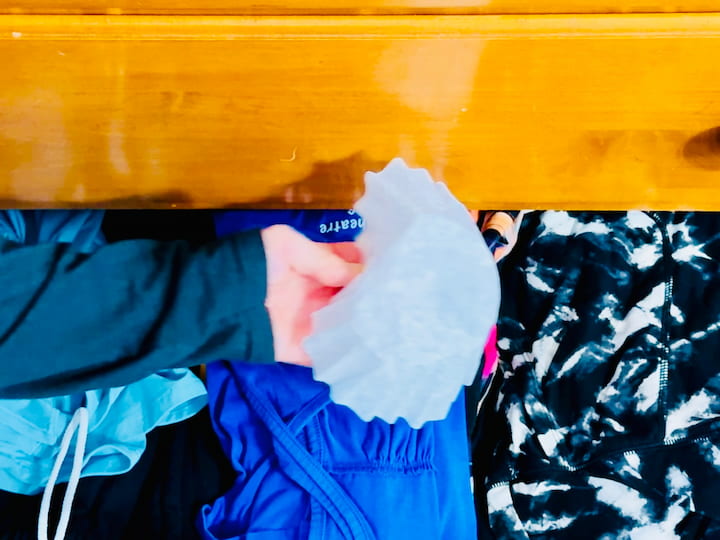 placing coffee filter in drawer