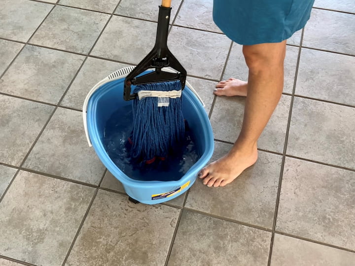 I wheeled the bucket out and was ready to mop my floor with ease.