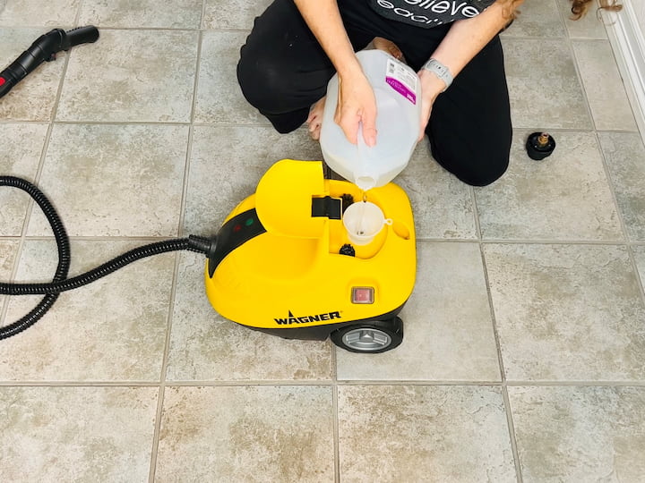 1. Fill your steam mop with distilled water to prevent mineral deposits.