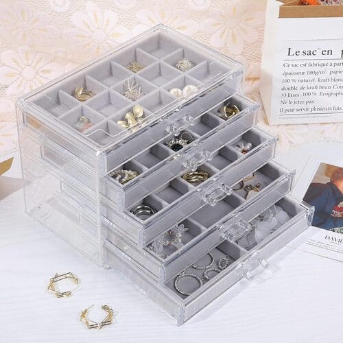 Acrylic Display Jewelry Box with 5 Drawers