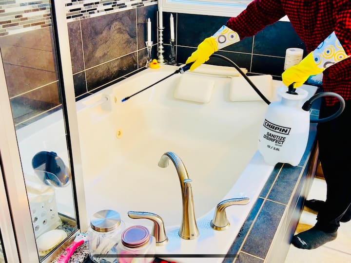 This will disinfect those bathtubs and if you have trouble bending over, it'll be nice and easy for you to just spray that disinfectant spray all over your tub to get it clean.