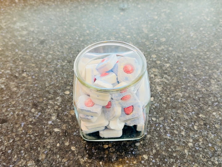 detergent tablets in a jar