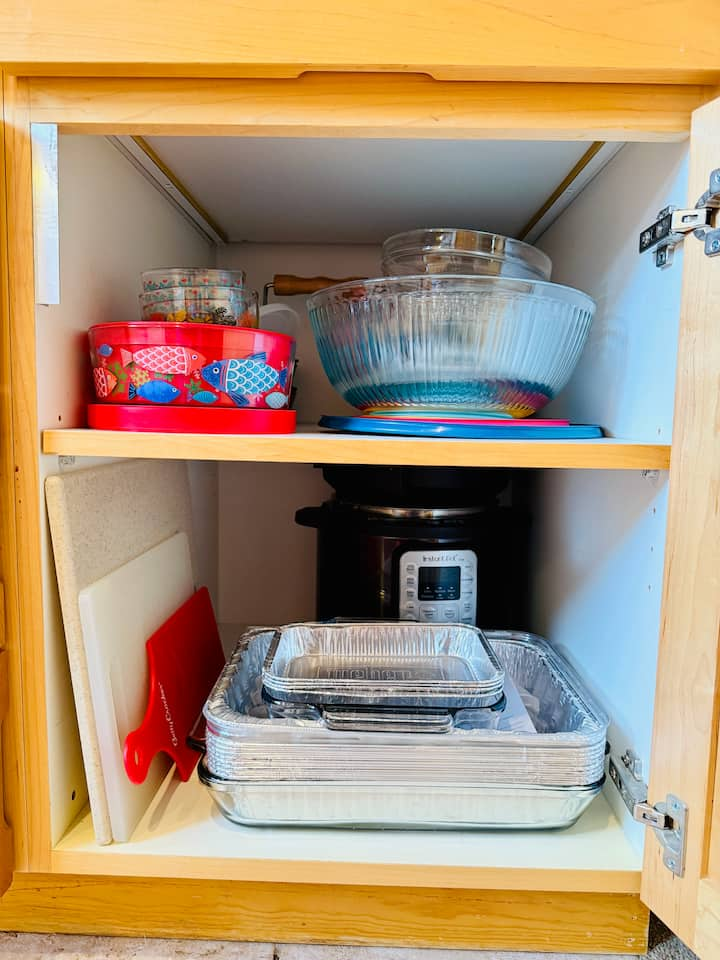 organized deep cabinet